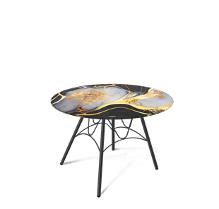Круглый столик SHT-S100 / SHT-TT32 60 стекло/МДФ (черный алмаз/черный муар) в Альметьевске - предосмотр