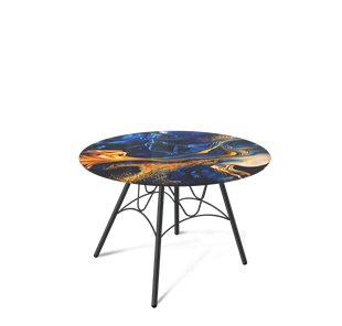 Круглый столик SHT-S100 / SHT-TT32 60 стекло/МДФ (синий сапфир/черный муар) в Альметьевске