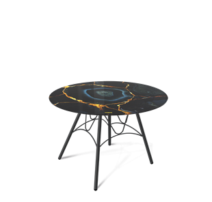 Круглый столик SHT-S100 / SHT-TT32 60 стекло/МДФ (титановый кварц/черный муар) в Альметьевске