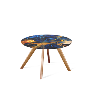 Круглый столик SHT-S39 / SHT-TT32 60 стекло/МДФ (синий сапфир/светлый орех) в Альметьевске