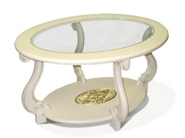Стеклянный столик Мебелик Овация-С, слоновая кость в Нижнекамске