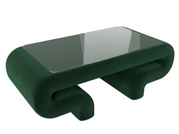 Стеклянный столик в гостиную Волна, зеленый (велюр) в Альметьевске