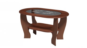 Стеклянный столик Овальный со вставкой из стекла, цвет Орех в Набережных Челнах