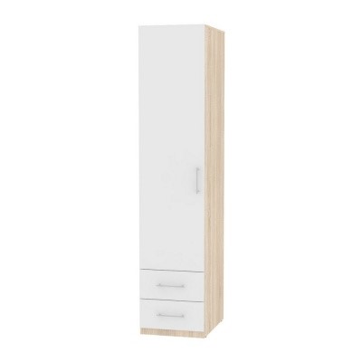 Распашной шкаф Риал (H20) 198х45х45 ручка рейлинг, Белый/ДСС в Альметьевске - изображение