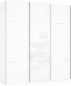 Шкаф-купе Прайм (ДСП/Белое стекло/ДСП) 1800x570x2300, белый снег в Альметьевске - предосмотр