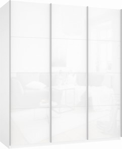 Шкаф трехстворчатый Прайм (3 Белое стекло) 2100x570x2300, белый снег в Альметьевске