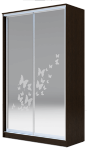 Шкаф 2-х дверный 2200х1362х620 два зеркала, "Бабочки" ХИТ 22-14-66-05 Венге Аруба в Набережных Челнах