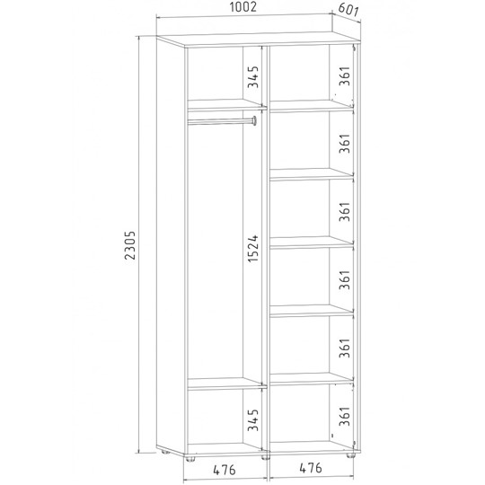 Шкаф 2-х дверный Акцент-Сим 2-Д 2303х1000х600, Венге в Нижнекамске - изображение 1