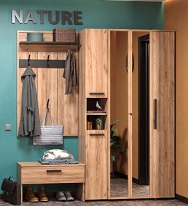 Шкаф Nature 87, фасад зеркало, Дуб табачный Craft-Черный в Альметьевске - предосмотр 5