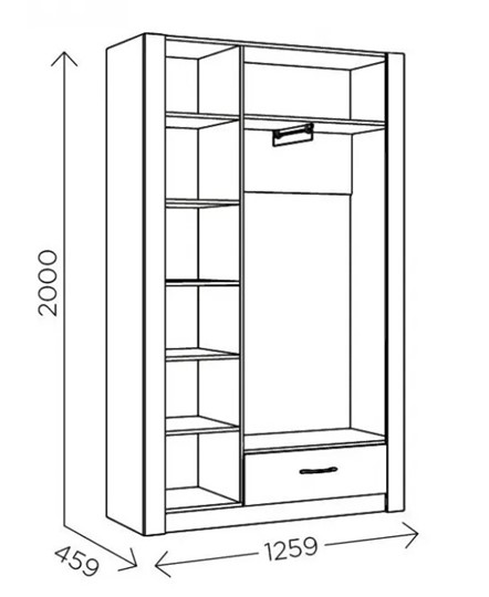 Шкаф гардеробный Ева 5 М2 дуб ирландский/белый матовый в Альметьевске - изображение 2