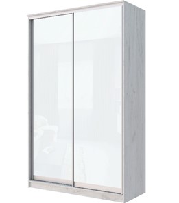 Шкаф 2-х дверный Хит-22-12-22 с цветным стеклом, белое №10, Дуб крафт белый в Набережных Челнах