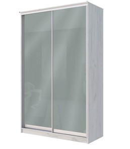 Шкаф 2-х дверный Хит-22-14-22 с цветным стеклом, средне-серый 074, Дуб крафт белый в Нижнекамске