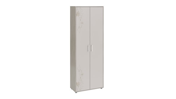 Распашной шкаф комбинированный Витра тип 1 (Ясень шимо/Сатин матовый с рисунком) в Нижнекамске - изображение