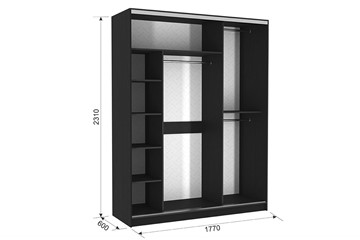 Шкаф 3-х дверный Бассо 2-600, венге/белый в Альметьевске - предосмотр 2
