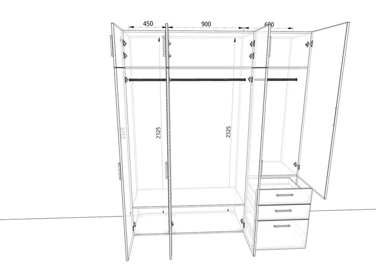 Распашной шкаф 1950х500х2325мм (19505) Белый/Жемчуг/Зеркало в Альметьевске - изображение 1