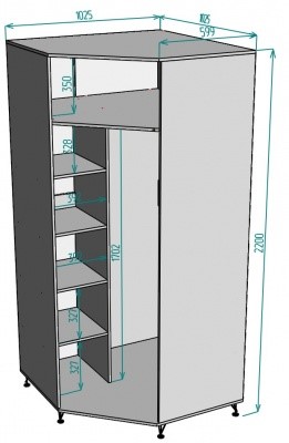 Угловой шкаф распашной Лофт H132, ЯШТ в Альметьевске - изображение 1