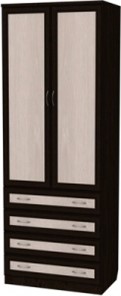 Шкаф 2-х дверный 103 со штангой, цвет Венге в Альметьевске - предосмотр