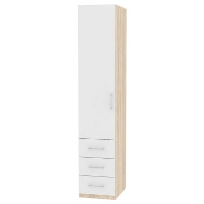 Шкаф одностворчатый Риал (H17) 230х45х45 ручка рейлинг, Белый/ДСС в Набережных Челнах - изображение