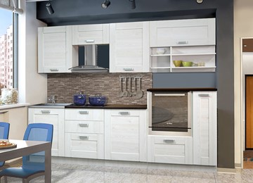 Прямой кухонный гарнитур Квадро 2700, цвет Белая лиственница в Казани