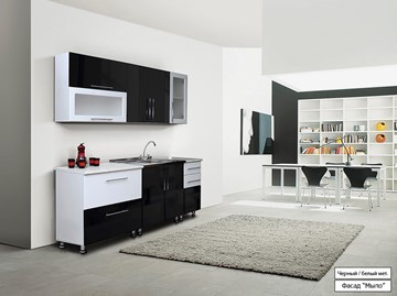 Модульный кухонный гарнитур Мыло 224 2000х718, цвет Черный/Белый металлик в Набережных Челнах