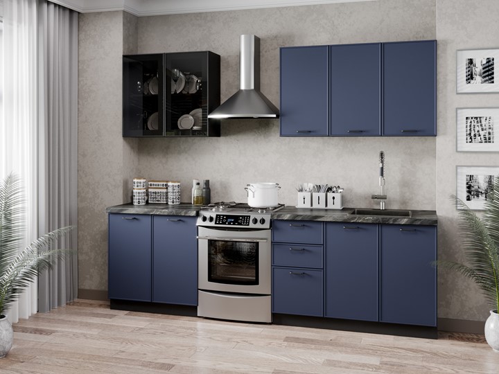 Модульная кухня 2600 Индиго, Черный/Темно-синий в Нижнекамске - изображение