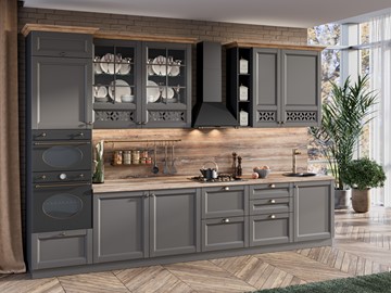 Модульный кухонный гарнитур Амели-3 3600, Чёрный/Оникс серый в Набережных Челнах