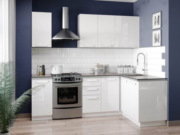 Модульный кухонный гарнитур Герда 2400 №1 угловой(Белый/Белый глянец) в Набережных Челнах