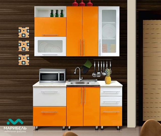 Модульный кухонный гарнитур Мыло 224 2000х718, цвет Черный/Белый металлик в Альметьевске - изображение 3