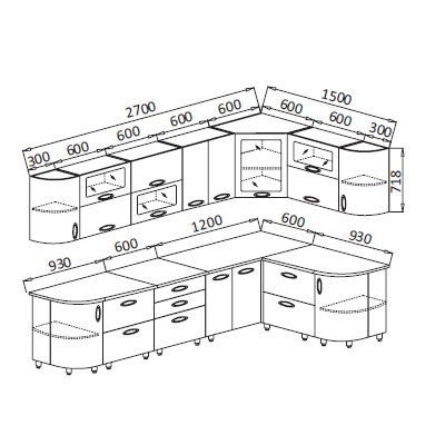 Модульная кухня Мыло 128 2700х1500, цвет Черный/Белый металлик в Нижнекамске - изображение 2