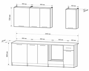 Гарнитур кухонный Моника 2,4 м (Дуб Сонома/Белый) в Набережных Челнах - предосмотр 1