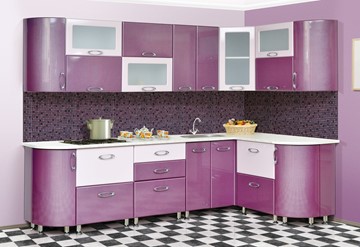 Кухонный угловой гарнитур Мыло 128 2700х1500, цвет Фиолет/Пастель фиолет в Нижнекамске