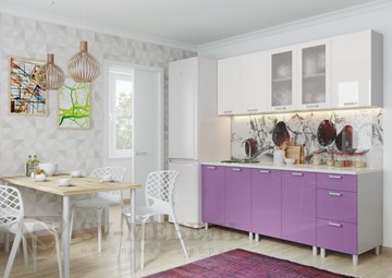Кухонный гарнитур угловой Модерн, белый глянец/фиолетовый металлик в Набережных Челнах