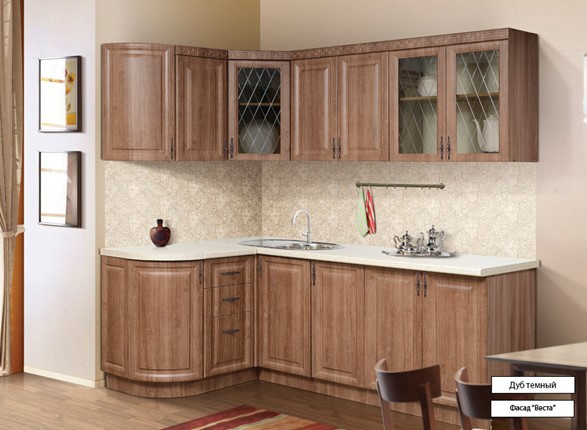Модульная кухня Веста 1330х2200, цвет Дуб темный в Альметьевске - изображение