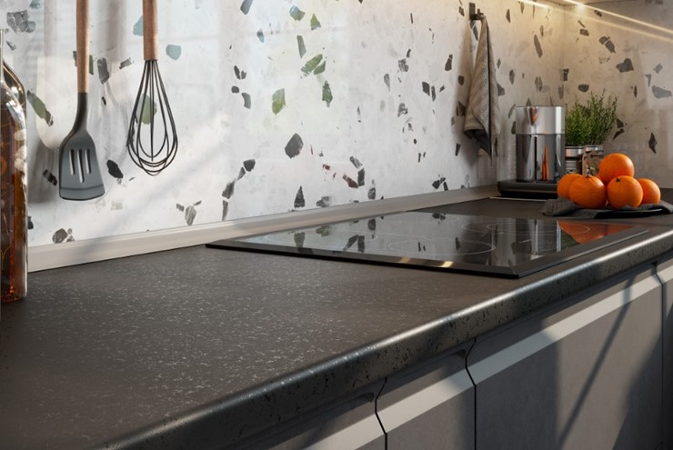 Угловой кухонный гарнитур Вельвет, бетон графит/бетон снежный в Набережных Челнах - изображение 3