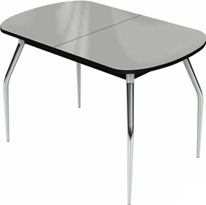 Обеденный раздвижной стол Ривьера исп.2 хром №5 (стекло белое/черный) в Альметьевске