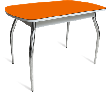 Обеденный раздвижной стол ПГ-07 СТ1 белое/оранжевое/35 хром фигурные гнутые в Нижнекамске