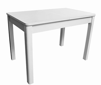 Кухонный стол раздвижной Айсберг-07 СТ1, белое ЛДСП/стекло белое/прямые массив белый в Нижнекамске