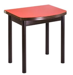 Кухонный стол раздвижной СПГ-01 СТ1, венге ЛДСП/стекло оранжевое/38 прямые трубки крашеные коричневый в Нижнекамске