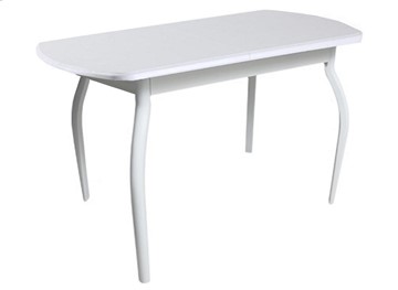Кухонный обеденный стол ПГ-06 ЛДСП, белый ЛДСП/32 гнутые крашеные металл белый в Альметьевске