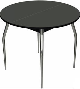 Круглый стол на кухню Ривьера исп. круг хром №5 (стекло черное/черный) в Набережных Челнах