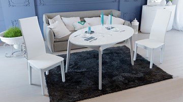 Овальный стол на кухню Марсель (СМ(Б)-102.01.12(1)), цвет  Белый/Стекло белое глянец в Казани