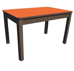 Стол на кухню Айсберг-04 СТ1, венге ЛДСП/стекло оранжевое/42 прямые массив венге в Нижнекамске