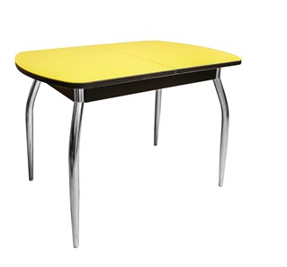 Раздвижной стол ПГ-02 СТ2, венге/желтое стекло/35 хром гнутые металл в Нижнекамске