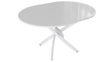 Кухонный стол раздвижной Diamond тип 3 (Белый муар/Белый глянец) в Нижнекамске - предосмотр 1