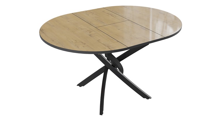 Обеденный раздвижной стол Diamond тип 3 (Черный муар/Бунратти глянец) в Набережных Челнах - изображение 1