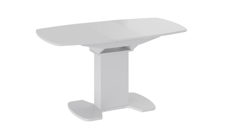 Кухонный стол раскладной Портофино (СМ(ТД)-105.01.11(1)), цвет  Белый глянец/Стекло белое в Альметьевске - изображение 2