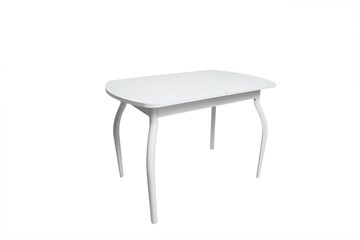 Стеклянный кухонный стол ПГ-02СТ белое/белое/крашенные фигурные в Набережных Челнах