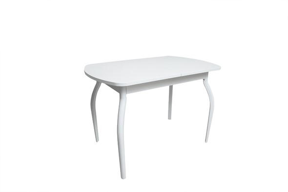 Кухонный раскладной стол ПГ-02СТ белое/белое/крашенные фигурные в Альметьевске - изображение