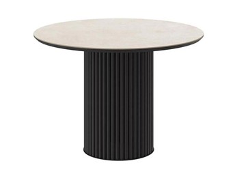 Керамический обеденный стол DikLine AKR120, керамика 120, STONE BEIGE PREMIUM CER/ЧЕРНЫЙ, (2 уп.) в Альметьевске