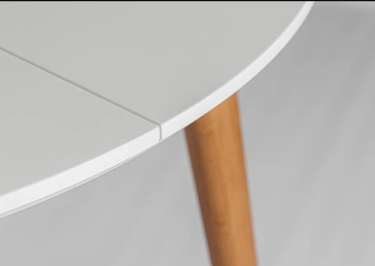 Кухонный стол круглый Белая Эмаль д. 90 см МДФ ножки светлый орех в Альметьевске - изображение 19